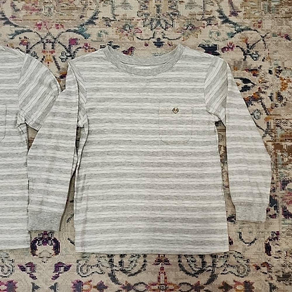 WonderKids Gray Striped Henley Long Sleeve Shirt Boys Size 5T (Per Shirt) - Picture 5 of 8